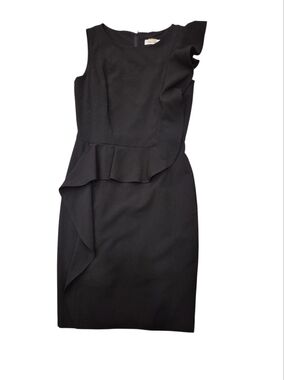 Calvin Klein Black Sleeveless Peplum Dress with Round Neck